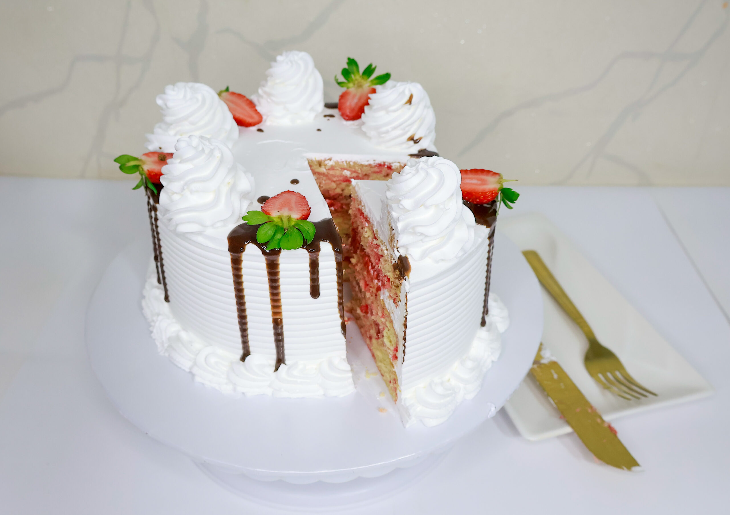 Strawberry Swirl Cake